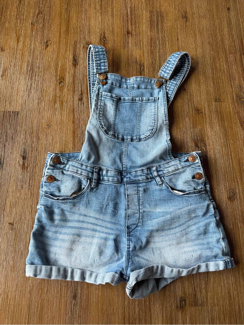 3/20$ H&M Kids Blue Denim Shortalls Short Overalls size 14Y+
